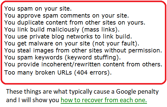 how to recover from a google penalty