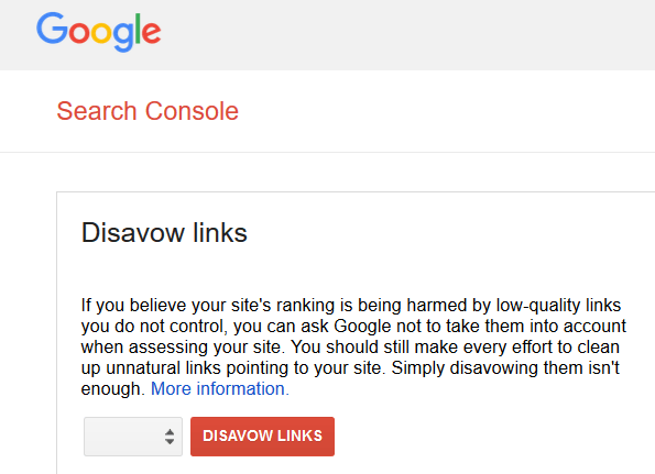 google disavow tool screenshot