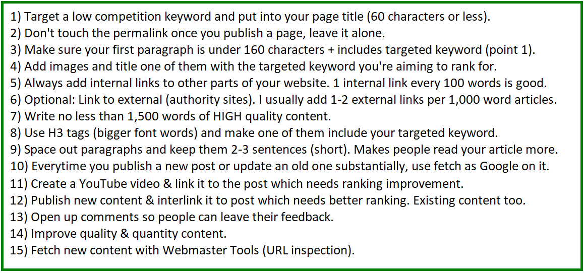 15 ways to improve google rankings for a website