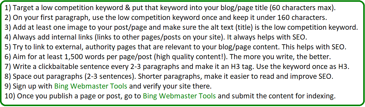 bing seo optimization tips