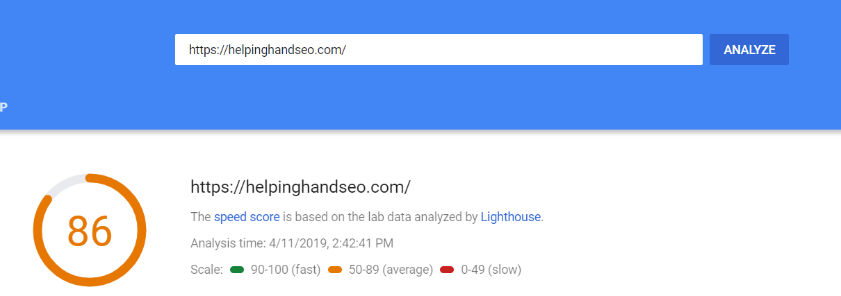 google site speed test