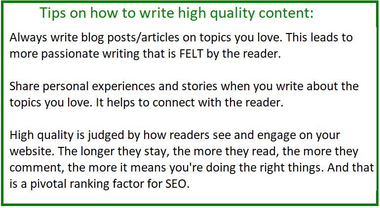 tips on writing high quality content